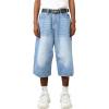 EMMIOL Baggy Jean Shorts Men, Y2k Jorts Cargo Ripped Elastic Waist, Mens Denim Shorts Comfy Casual Streetwear Summer(016-blue)