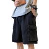 EMMIOL Baggy Jean Shorts Men, Y2k Jorts Cargo Ripped Elastic Waist, Mens Denim Shorts Comfy Casual Streetwear Summer(Black)