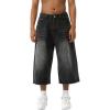 EMMIOL Baggy Jean Shorts Men, Y2k Jorts Cargo Ripped Elastic Waist, Mens Denim Shorts Comfy Casual Streetwear Summer(Black-b)