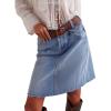 EMMIOL Women’s Denim Skirt Mid/High Waist Knee Length A Line Stretchy Summer Casual Jean Skirts(Blue)