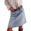 EMMIOL Women’s Denim Skirt Mid/High Waist Knee Length A Line Stretchy Summer Casual Jean Skirts(Light Blue)