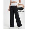 EMMIOL Wide Leg Sweatpants for Women Baggy High Waisted Lace Trim Trendy Yoga Pants Casual Daily Lounge Pants(Black)