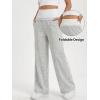 EMMIOL Wide Leg Sweatpants for Women Baggy High Waisted Lace Trim Trendy Yoga Pants Casual Daily Lounge Pants(Gray)