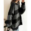 EMMIOL Women’s Oversized Striped Sweaters 2026 Spring Trendy Long Sleeve Knit Outfits Crewneck Fashion Pullover Tops(Black Stripe)