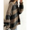 EMMIOL Women’s Oversized Striped Sweaters 2026 Spring Trendy Long Sleeve Knit Outfits Crewneck Fashion Pullover Tops(Light Khaki Stripe)