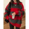 EMMIOL Women’s Oversized Striped Sweaters 2026 Spring Trendy Long Sleeve Knit Outfits Crewneck Fashion Pullover Tops(Red Stripe)