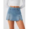 EMMIOL Denim Mini Skirt for Women – Mid-Low Waisted Stretch Side Zipper Skort Y2k Casual Jean Skirts with Shorts Underneath(Blue)