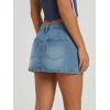 EMMIOL Denim Mini Skirt for Women – Mid-Low Waisted Stretch Side Zipper Skort Y2k Casual Jean Skirts with Shorts Underneath(Blue)