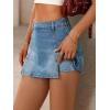 EMMIOL Denim Mini Skirt for Women – Mid-Low Waisted Stretch Side Zipper Skort Y2k Casual Jean Skirts with Shorts Underneath(Blue)