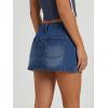 EMMIOL Denim Mini Skirt for Women – Mid-Low Waisted Stretch Side Zipper Skort Y2k Casual Jean Skirts with Shorts Underneath(Dark Blue)