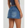 EMMIOL Denim Mini Skirt for Women – Mid-Low Waisted Stretch Side Zipper Skort Y2k Casual Jean Skirts with Shorts Underneath(Mid Blue)