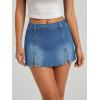 EMMIOL Denim Mini Skirt for Women – Mid-Low Waisted Stretch Side Zipper Skort Y2k Casual Jean Skirts with Shorts Underneath(Mid Blue)