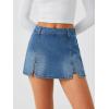EMMIOL Denim Mini Skirt for Women – Mid-Low Waisted Stretch Side Zipper Skort Y2k Casual Jean Skirts with Shorts Underneath(Mid Blue)