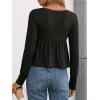 EMMIOL Long Sleeve V Neck Shirts for Women Top Lace Trim Basic Sexy Tee Fashion Casual Stretchy Blouses(Black)