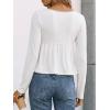 EMMIOL Long Sleeve V Neck Shirts for Women Top Lace Trim Basic Sexy Tee Fashion Casual Stretchy Blouses(White)