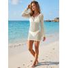 EMMIOL Women Swimsuit Cover Up Knit Beach Sexy Dress V Neck Long Sleeve Loose for Summer Bikini Swimwear Vacation Clothes(Apricot)