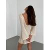 EMMIOL Women Swimsuit Cover Up Knit Beach Sexy Dress V Neck Long Sleeve Loose for Summer Bikini Swimwear Vacation Clothes(Apricot)