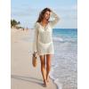 EMMIOL Women Swimsuit Cover Up Knit Beach Sexy Dress V Neck Long Sleeve Loose for Summer Bikini Swimwear Vacation Clothes(Apricot)