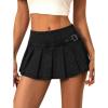 EMMIOL Denim Mini Skirt for Women – Mid-Low Waisted Stretch Side Zipper Skort Y2k Casual Jean Skirts with Shorts Underneath(Black-055)