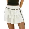 EMMIOL Flowy Skorts Skirt for Women Ruffle Hem High Waisted 2026 Summer Shorts Mini Skirts(White)