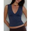 Women Deep V Neck Tops Sexy Sleeveless Crop Top Stretchy Trendy Going Out Tank Top Cute Summer Clothes(Blue-polka Dots)