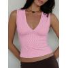 Women Deep V Neck Tops Sexy Sleeveless Crop Top Stretchy Trendy Going Out Tank Top Cute Summer Clothes(Pink-polka Dots)