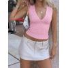 Women Deep V Neck Tops Sexy Sleeveless Crop Top Stretchy Trendy Going Out Tank Top Cute Summer Clothes(Pink-polka Dots)