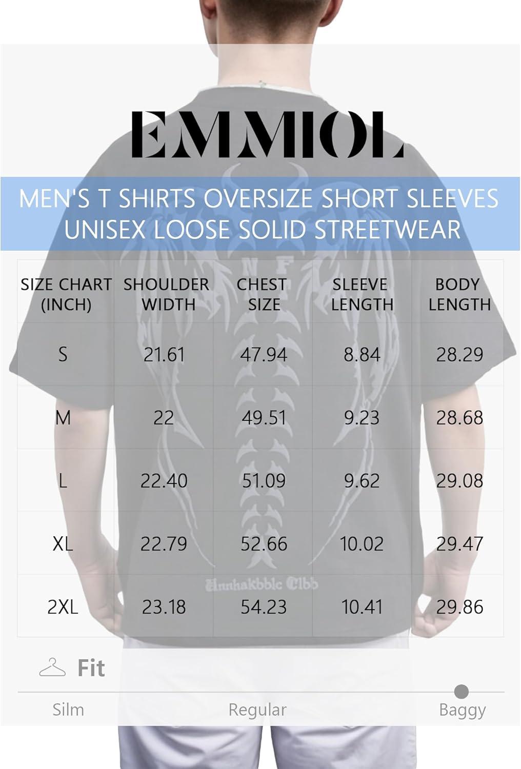 image:imageEMMIOL Mens Y2k Baggy Shirts Graphic Tees Oversized Crew Neck Short Sleeve Streetwear Tshirts Summer Tops 2026Army Green