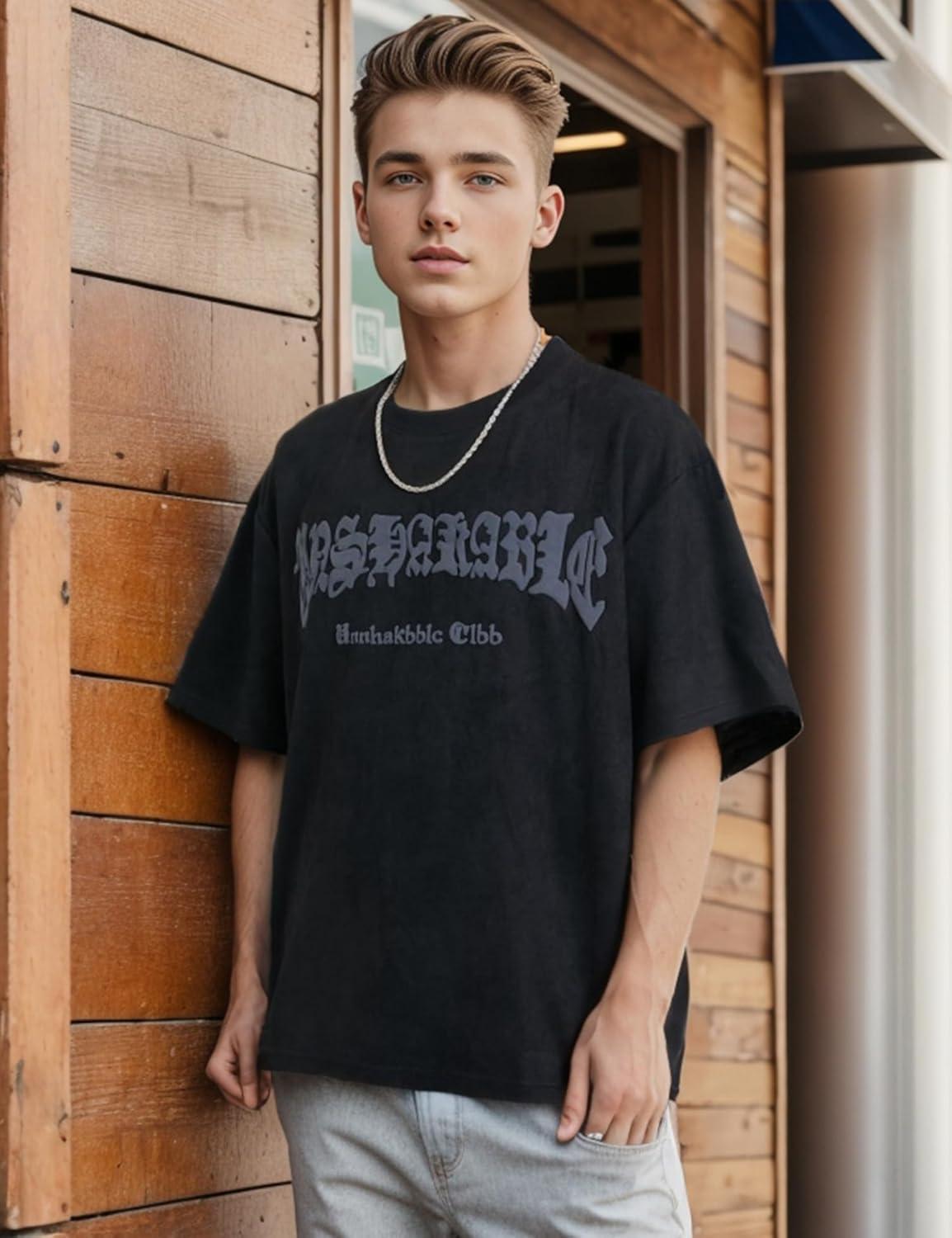 image:imageEMMIOL Mens Y2k Baggy Shirts Graphic Tees Oversized Crew Neck Short Sleeve Streetwear Tshirts Summer Tops 2026Black