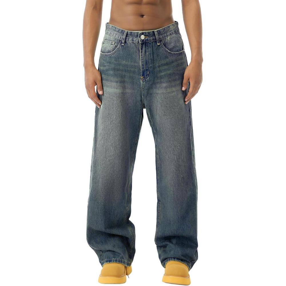 image:imageEMMIOL Baggy Jeans Men Wide LegY2k Hip Hop Skater Denim Cargo Pants Vintage Loose FitRelaxed Long Trousers StreetwearBlued