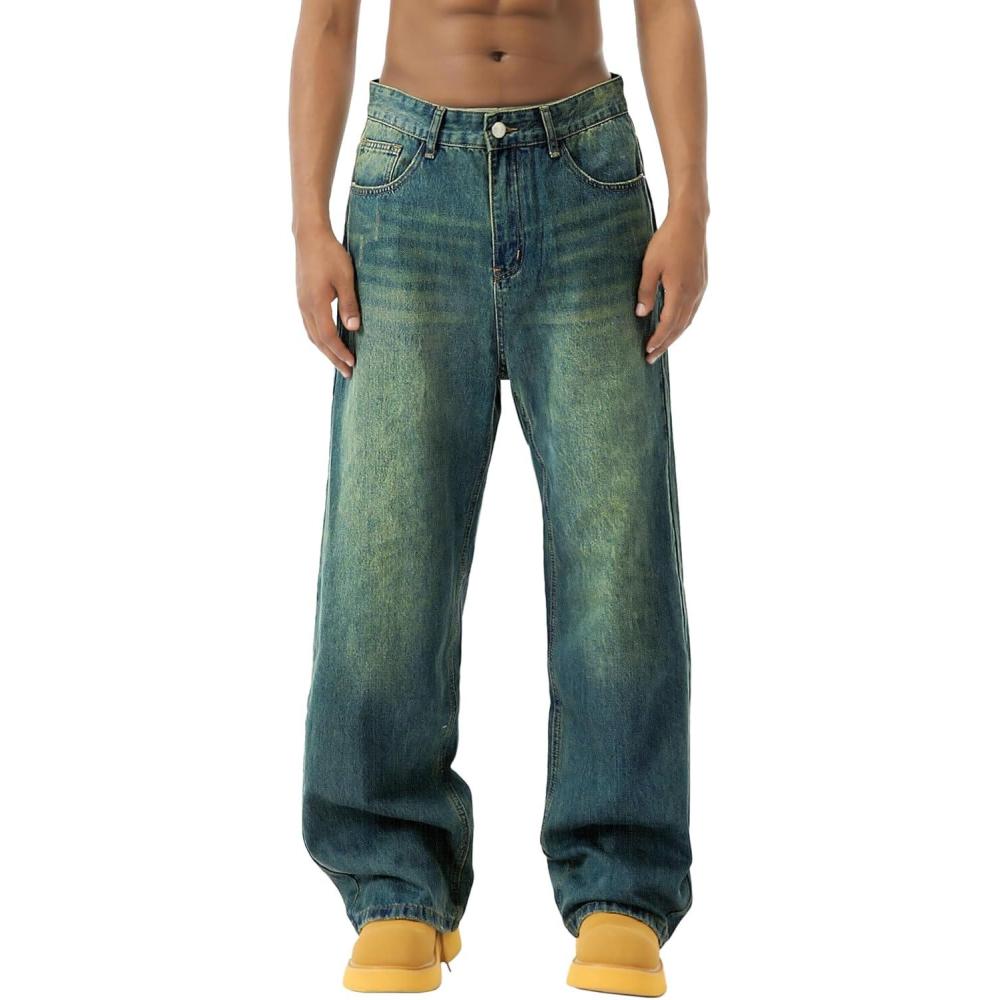 image:imageEMMIOL Baggy Jeans Men Wide LegY2k Hip Hop Skater Denim Cargo Pants Vintage Loose FitRelaxed Long Trousers StreetwearBluez