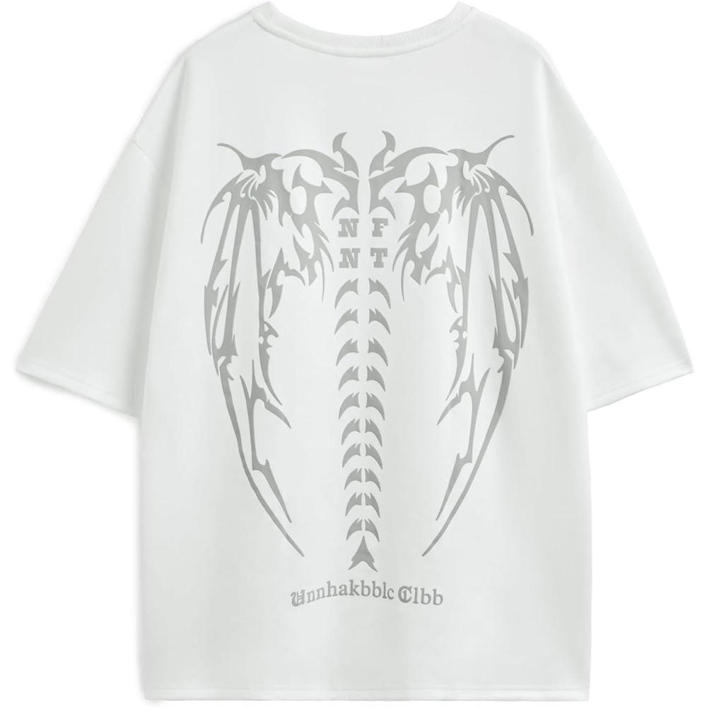image:imageEMMIOL Mens Y2k Baggy Shirts Graphic Tees Oversized Crew Neck Short Sleeve Streetwear Tshirts Summer Tops 2026Whitea