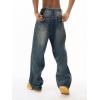 EMMIOL Baggy Jeans Men Wide Leg,Y2k Hip Hop Skater Denim Cargo Pants Vintage Loose Fit,Relaxed Long Trousers Streetwear(Blue-d)