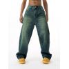 EMMIOL Baggy Jeans Men Wide Leg,Y2k Hip Hop Skater Denim Cargo Pants Vintage Loose Fit,Relaxed Long Trousers Streetwear(Blue-z)