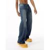 EMMIOL Baggy Jeans Men Wide Leg,Y2k Hip Hop Skater Denim Cargo Pants Vintage Loose Fit,Relaxed Long Trousers Streetwear(Deep Blue-007)