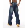 EMMIOL Baggy Jeans Men Wide Leg,Y2k Hip Hop Skater Denim Cargo Pants Vintage Loose Fit,Relaxed Long Trousers Streetwear(Deep Blue-007)