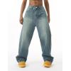 EMMIOL Baggy Jeans Men Wide Leg,Y2k Hip Hop Skater Denim Cargo Pants Vintage Loose Fit,Relaxed Long Trousers Streetwear(Grayish Blue)