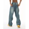 EMMIOL Baggy Jeans Men Wide Leg,Y2k Hip Hop Skater Denim Cargo Pants Vintage Loose Fit,Relaxed Long Trousers Streetwear(Grayish Blue)