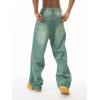 EMMIOL Baggy Jeans Men Wide Leg,Y2k Hip Hop Skater Denim Cargo Pants Vintage Loose Fit,Relaxed Long Trousers Streetwear(Green-x)