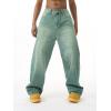 EMMIOL Baggy Jeans Men Wide Leg,Y2k Hip Hop Skater Denim Cargo Pants Vintage Loose Fit,Relaxed Long Trousers Streetwear(Green-x)
