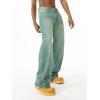 EMMIOL Baggy Jeans Men Wide Leg,Y2k Hip Hop Skater Denim Cargo Pants Vintage Loose Fit,Relaxed Long Trousers Streetwear(Green-x)