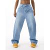 EMMIOL Baggy Jeans Men Wide Leg,Y2k Hip Hop Skater Denim Cargo Pants Vintage Loose Fit,Relaxed Long Trousers Streetwear(Light Blue)