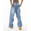 EMMIOL Baggy Jeans Men Wide Leg,Y2k Hip Hop Skater Denim Cargo Pants Vintage Loose Fit,Relaxed Long Trousers Streetwear(Light Blue)