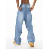 EMMIOL Baggy Jeans Men Wide Leg,Y2k Hip Hop Skater Denim Cargo Pants Vintage Loose Fit,Relaxed Long Trousers Streetwear(Light Blue-007)