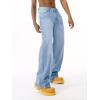EMMIOL Baggy Jeans Men Wide Leg,Y2k Hip Hop Skater Denim Cargo Pants Vintage Loose Fit,Relaxed Long Trousers Streetwear(Light Blue-007)