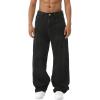 EMMIOL Baggy Jeans Men Wide Leg,Y2k Hip Hop Skater Denim Cargo Pants Vintage Loose Fit,Relaxed Long Trousers Streetwear(Black-b)
