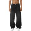 EMMIOL Baggy Jeans Men Wide Leg,Y2k Hip Hop Skater Denim Cargo Pants Vintage Loose Fit,Relaxed Long Trousers Streetwear(Black-c)
