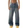 EMMIOL Baggy Jeans Men Wide Leg,Y2k Hip Hop Skater Denim Cargo Pants Vintage Loose Fit,Relaxed Long Trousers Streetwear(Blue-d)