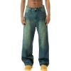 EMMIOL Baggy Jeans Men Wide Leg,Y2k Hip Hop Skater Denim Cargo Pants Vintage Loose Fit,Relaxed Long Trousers Streetwear(Blue-z)