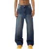 EMMIOL Baggy Jeans Men Wide Leg,Y2k Hip Hop Skater Denim Cargo Pants Vintage Loose Fit,Relaxed Long Trousers Streetwear(Deep Blue-007)